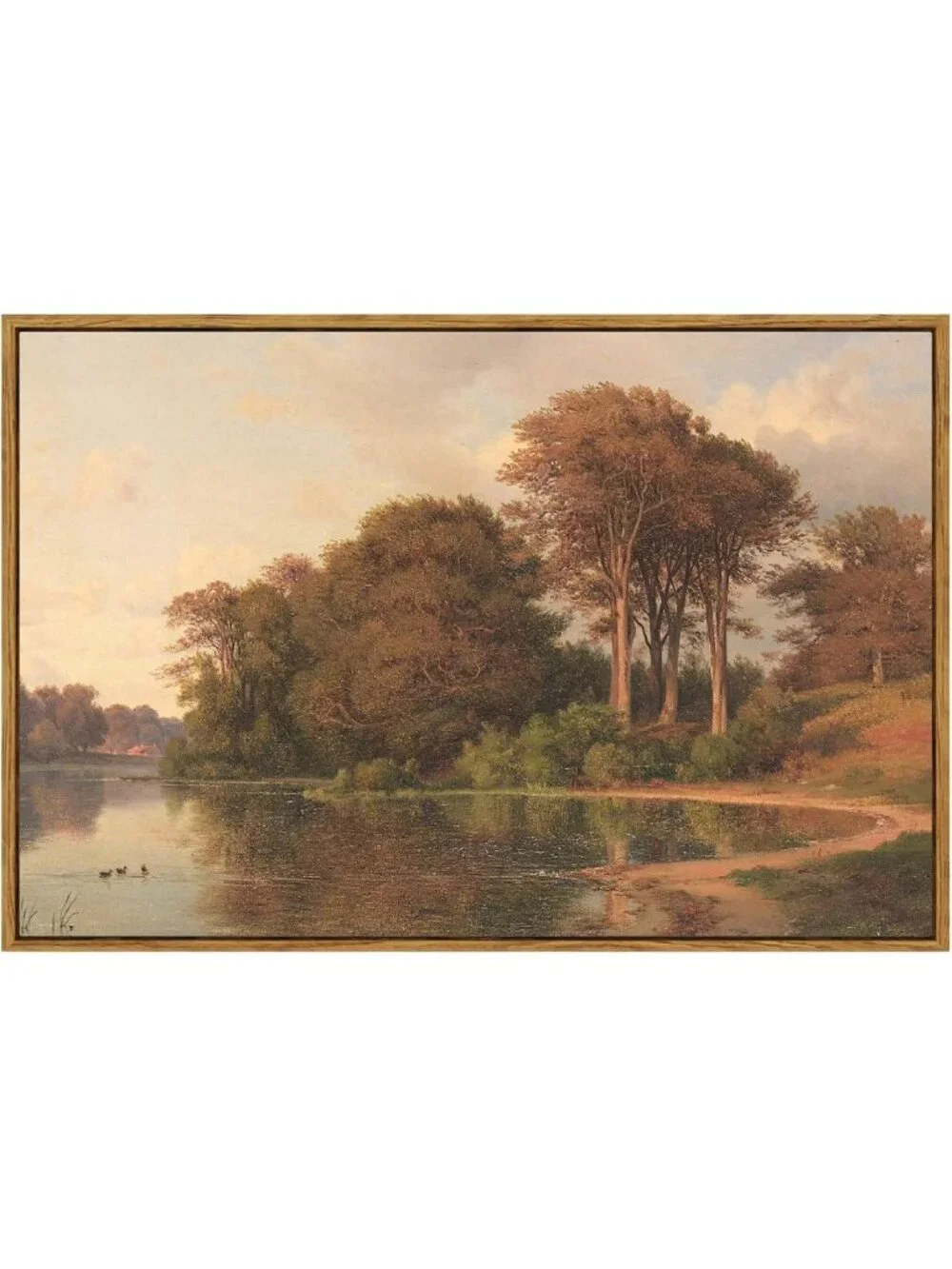 Vintage Framed Canvas Wall Art - Autumn Scenery Decor for Living Room & Kitchen